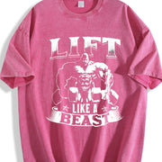 Lift Like a Beast Vintage Washed T-Shirt in Red