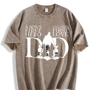 Dad a Son's First Hero a Daughter's First Love Vintage Washed T-Shirt in Brown