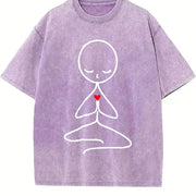 Autumn/Winter Stick Figure Meditating 1pc Winter Vintage Washed T-Shirt in Purple