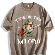 T'was the 'Tism M'Lord Autism Frog with a Sword vintage washed oversized T-shirt in Brown
