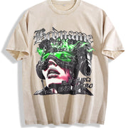 Cyberpunk Futuristic Character El Futuro En Nuestro Vintage Washed T-Shirt in Beige