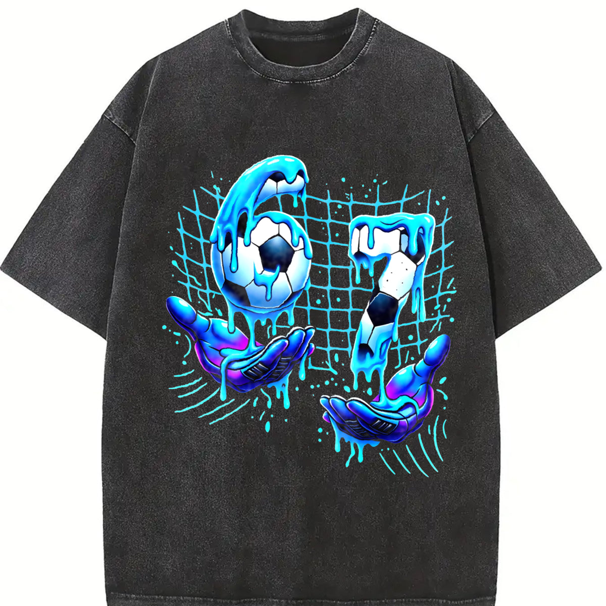 67 Soccer Vintage Washed T-Shirt in Black