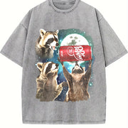 Three Raccoons Dr Pepper vintage washed oversized T-shirt in Gray