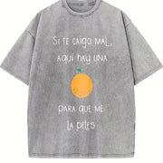 Camiseta Graciosa Para Latinos Hispanos in Spanish. vintage washed oversized T-shirt in Gray