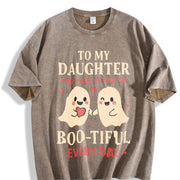 To My Daughter You Make My Heart Boo-tiful Vintage Washed T-Shirt in Brown