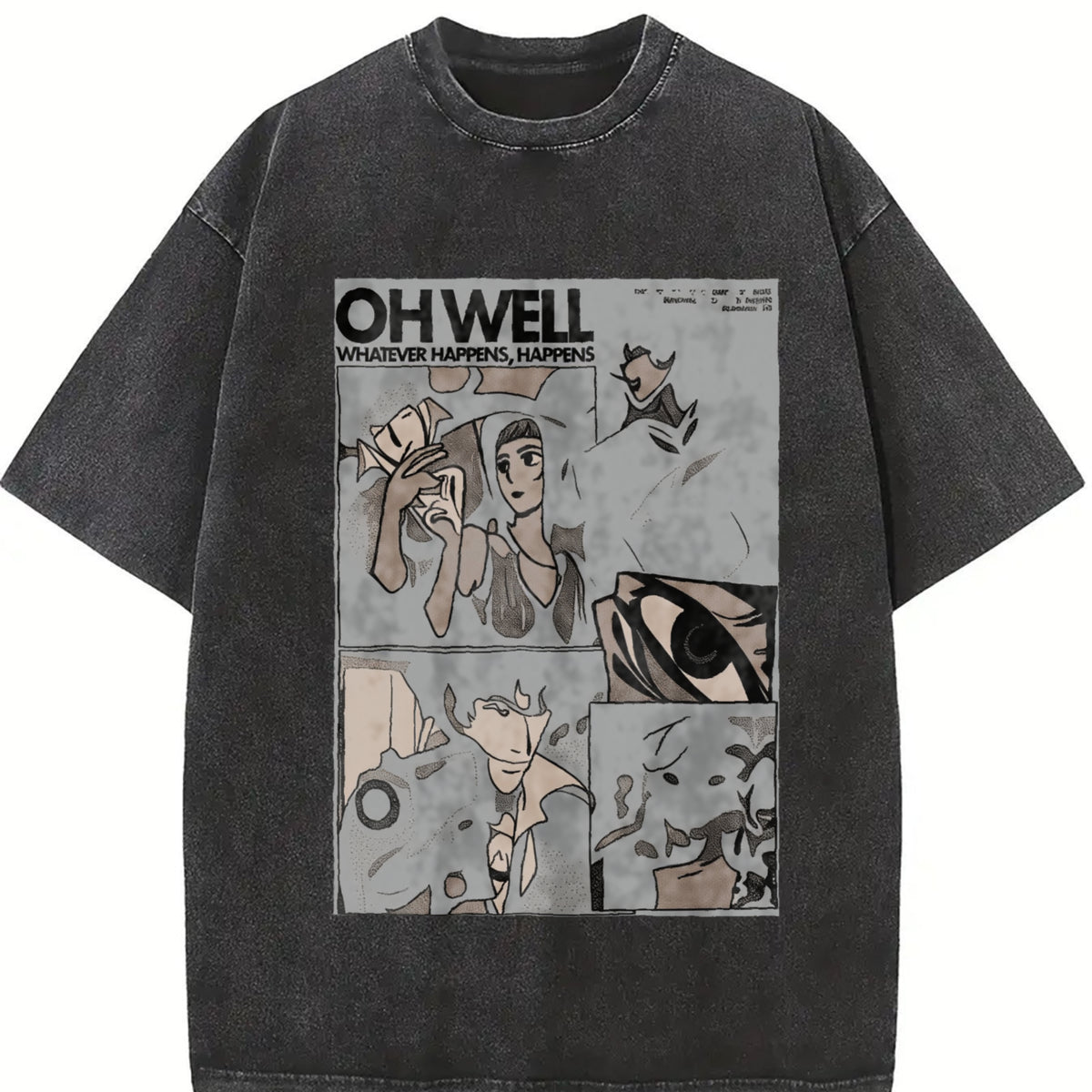 Retro Cowboy Bebop Anime Mineral Anime Manga Heavy Vintage Washed T-Shirt in Black