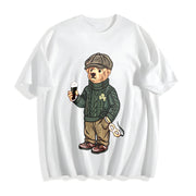 Y2K St Patricks Day Bear Cotton T-Shirt in White