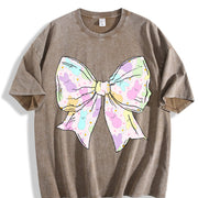 Coquette Easter Bow vintage washed oversized T-shirt in Brown