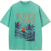 The Gulf of America Coastal Scene vintage washed oversized T-shirt in Blue