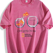 I Just Gotta Be Me Goldfish Vintage Washed T-Shirt in Red