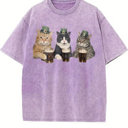 Cat Shamrock – St. Patrick’s Day vintage washed oversized T-shirt in Purple