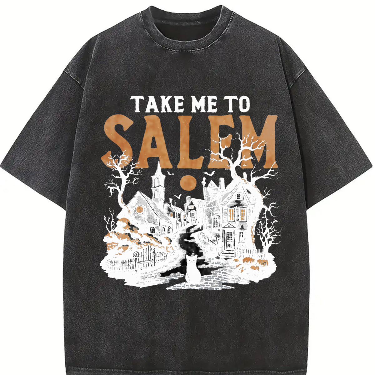 Take Me to Salem Vintage Washed T-Shirt in Black