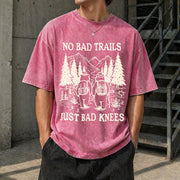 No Bad Trails Just Bad Knees Vintage Washed T-Shirt in Red