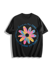 Focus on the Good Flowers Cotton T-Shirt in Black