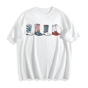 Fourth of July Cowgirl 4th of July Cotton T-Shirt in White