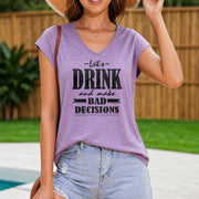 Let's Drink and Make Bad Decisions Women's Color Cotton Tank Top in Purple