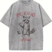 Be Kind Of Feral Racoon 100 Percent Mental Health vintage washed oversized T-shirt in Gray