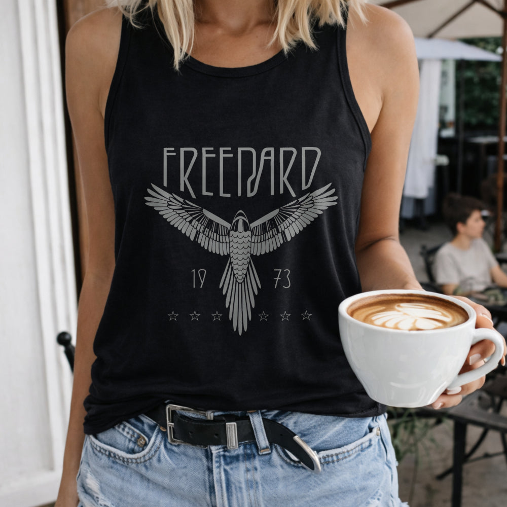 Freedard Eagle 1973 Stars Crew-neck Sleeveless Vest Women's Color Cotton Tank Top in Black