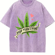 High Maintenance Weed 420 vintage washed oversized T-shirt in Purple