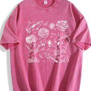Shark Boho Marine Biologist Ocean Lovers vintage washed oversized T-shirt in Red