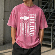 Girl Dad Proud Dad of Girl Vintage Washed T-Shirt in Red