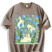 Rabbit Garden Adventure Group Vintage Washed T-Shirt in Brown