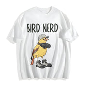 Bird Nerd Bird Lover Cotton T-Shirt in White