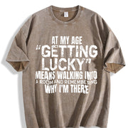 Sports Short-Sleeved and Stylish Letter vintage washed oversized T-shirt in Brown
