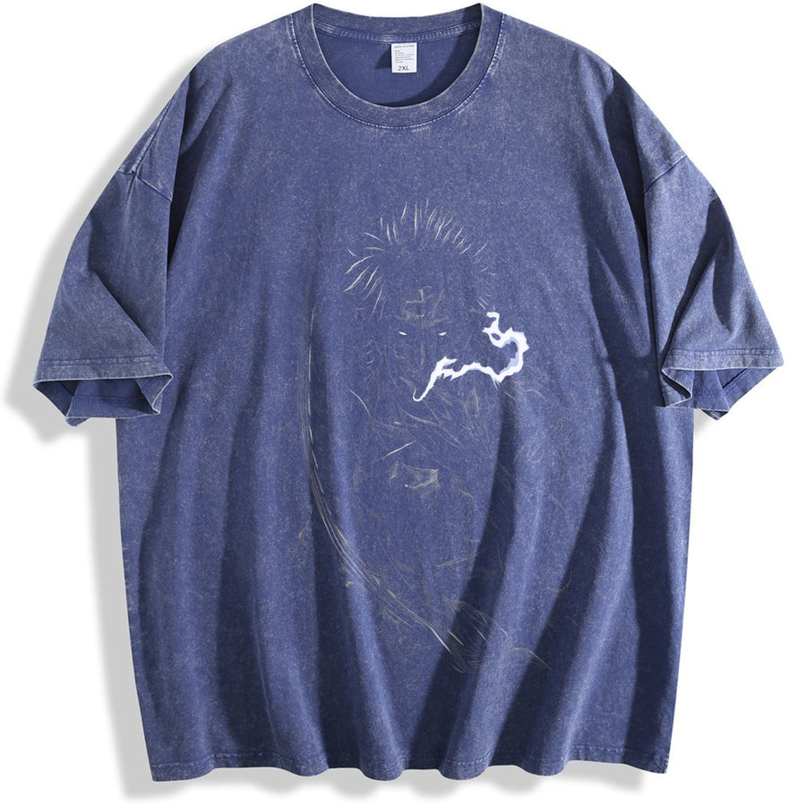 Manga Black Clover Yami Sukehiro vintage washed oversized T-shirt in Blue