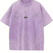 Ocean Sail ® 90s Retro Sea Shell Beach Vintage Washed T-Shirt in Purple
