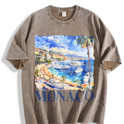 Monaco Italy Retro ® Vintage Washed T-Shirt in Brown