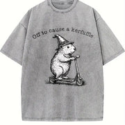 Off to Cause a Kerfuffle Vintage Washed T-Shirt in Gray