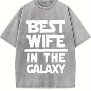 Best Wife in the Galaxy Vintage Washed T-Shirt in Gray