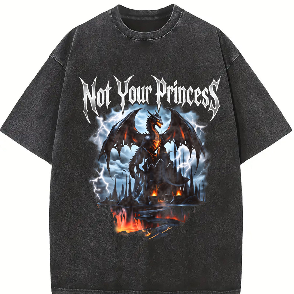 Not Your Princess 90s Vintage Washed T-Shirt in Black