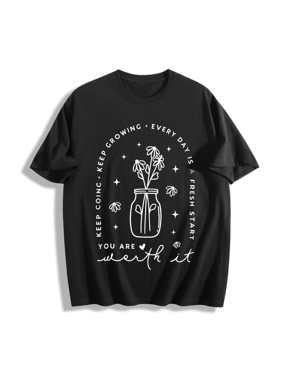 Positive Self-care Cotton T-Shirt in Black
