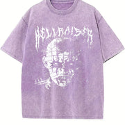 Hellraiser Horror Tank Vintage Washed T-Shirt in Purple