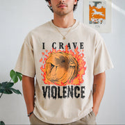 I Crave Violence Hippo Vintage Washed T-Shirt in Beige