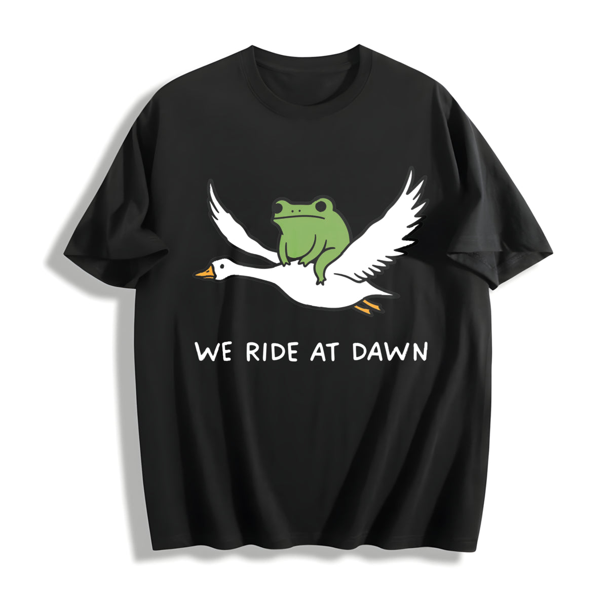 We Ride at Dawn Frog and Goose Cotton T-Shirt in Black