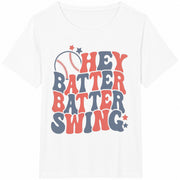Hey Batter Swing Cotton T-Shirt in White