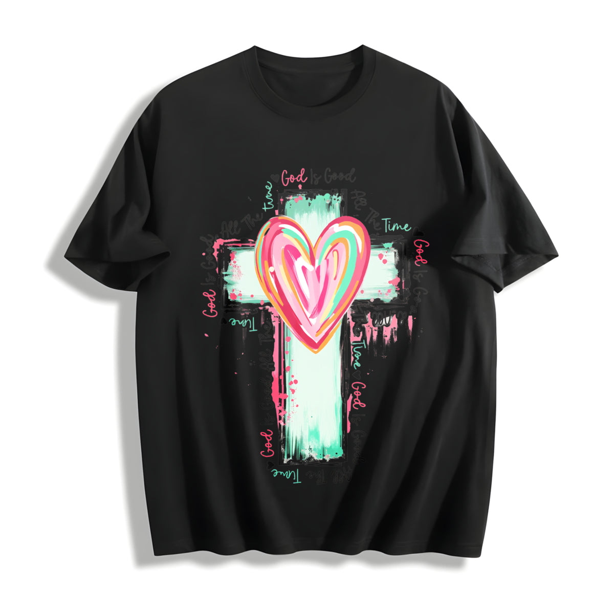 God Is Good All the Time Cotton T-Shirt in Black