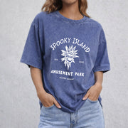 Spooky Island vintage washed oversized T-shirt in Blue