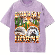 Seriously Horny Offensive Retro Bootleg Vintage Washed T-Shirt in Purple