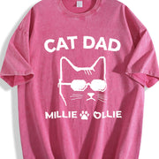 Custom Cat Dad for Cat Dad Vintage Washed T-Shirt in Red