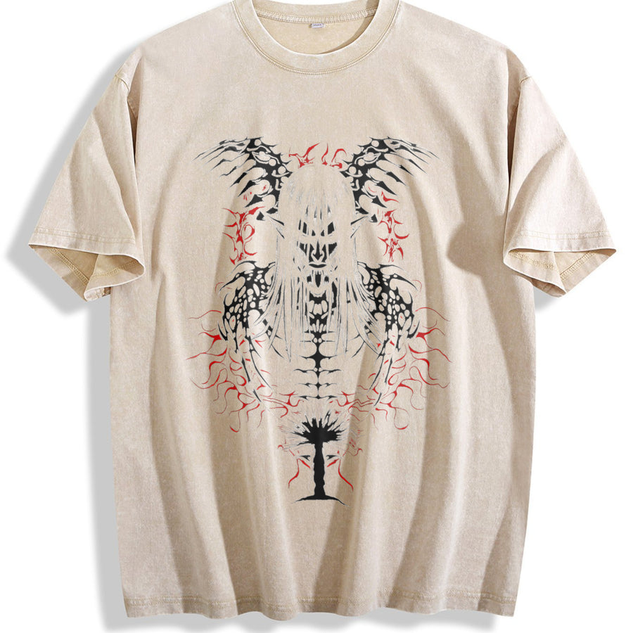 ''The End'' Eren Yeager Attack on Titan Anime Final vintage washed oversized T-shirt in Beige