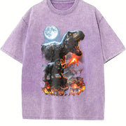Dinosaur 90s Retro Prehistoric Jurassic Vintage Washed T-Shirt in Purple