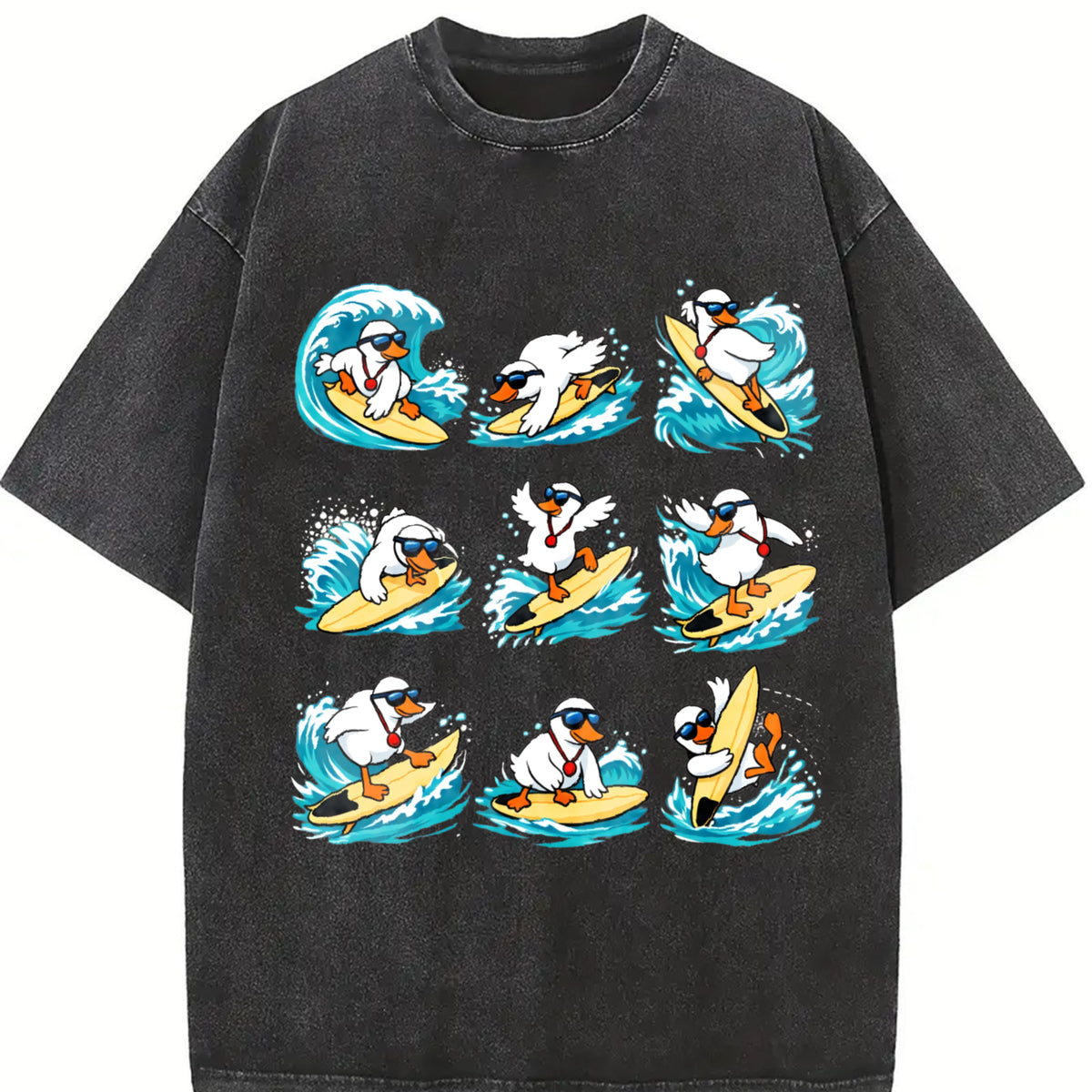Surfing Goose Surfer Vintage Washed T-Shirt in Black
