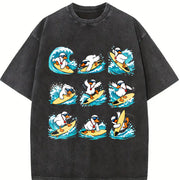 Surfing Goose Surfer Vintage Washed T-Shirt in Black