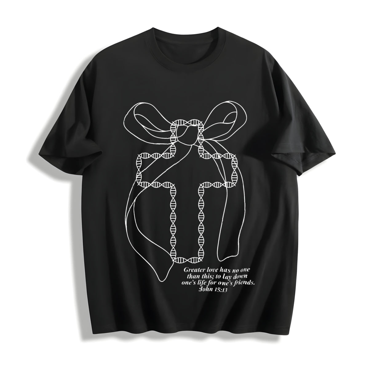 Cross Letter Cotton T-Shirt in Black