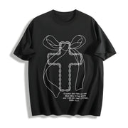 Cross Letter Cotton T-Shirt in Black