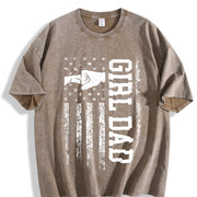 Girl Dad Proud Dad of Girl Vintage Washed T-Shirt in Brown